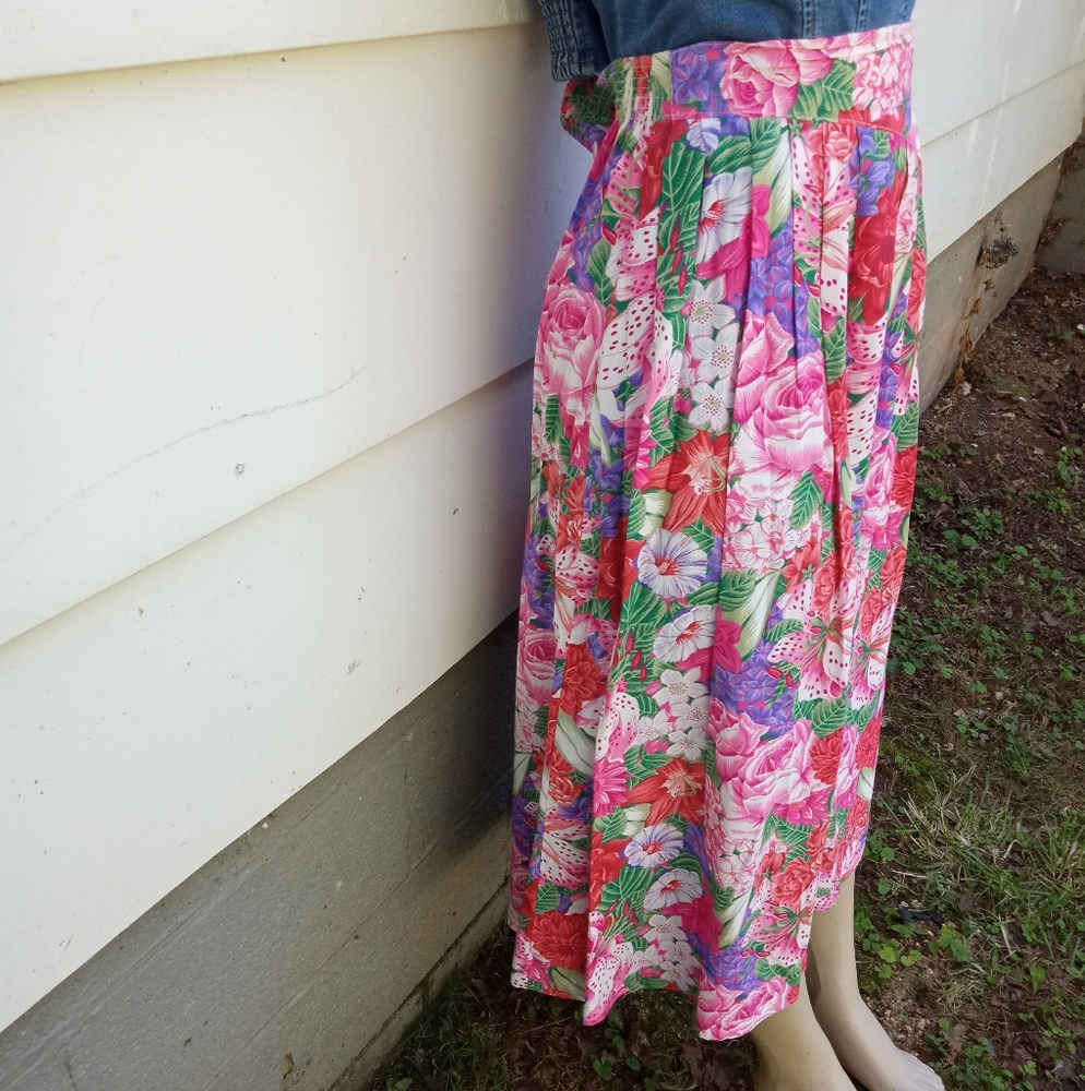 Vintage Plus Size Floral Print Skirt - Picture 5 of 7